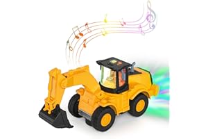 PRISM PETAL Digger toys, Tractor Toy, Digger Toys for 3+ Year Olds, Disco Digger for Boys and Girls, Toys for 3,4,5,6,7,8 Year Old Boys, Light up Digger Truck Construction Toy for Kids Christmas Birthday Gift
