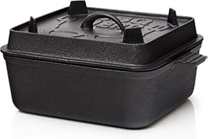 ‎BBQ NERD BBQ-Nerd Dutch Oven Brottopf - Kastenform mit Deckel 5,5 L - Brotbackform mit gerillter Steakpfanne - für Kuchen Brot Auflauf Braten - Feuertopf für alle Herdarten, Öfen und Grillgeräte