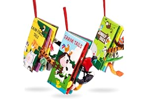 beiens Set di Libri di Stoffa per Bambini Morbidi, Libri con Coda stropicciata al Tatto e al Tatto, Regalo di Giocattoli interattivi per Lo Sviluppo dei Primi Bambini (Set di 3)