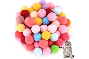 wugongshan 100 Stück Katze Spielzeug Bälle, Bunte Katzenspielzeug Bälles, Weiche Kätzchen Pompon Plüsch Kätzchen Haustier Spielzeug Bälle