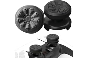 TEUVO Thumbsticks Capuchons Joystick PS5 - FPS Joystick Thumb Grip pour PS4 Grips Manette PS5 Silicone Caps Accessoires Manette Controller à Aide avec Viser, Réduire Pouce Fatigue, Noir 2 pièces