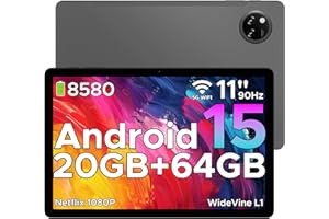 DOOGEE Tab A9+ Tablet 11 Pulgadas 8580mAh, Tablet Android 15, Unisoc T7200, 20GB RAM+ 64GB ROM (TF 2TB), Tableta Niños, 13MP/FM/Face ID/WidevineL1/GPS/Bluetooth 5.0/Altavoces Duales/Jack 3.5mm, Gris