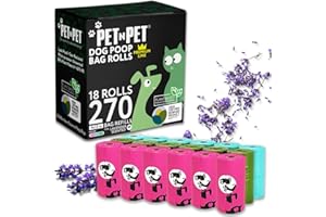 PET N PET Dog Poo Bags Biodegradable Scented - 270 Ct, 18 Rolls Dog Bags Poop, USDA Cert 38% Biobased, Thick, Leakproof Poop Bags for Any Dog Breeds, Doggy Poop Bags for Poo Bag Dispenser, Cat Poo Bags