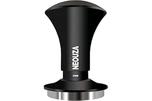 NEOUZA Tamper à expresso V2 double calibré à ressort pour porte-filtre de machine à café, anti-déviation de pression, poignée raffinée, base ondulée en acier inoxydable (58,3 mm)