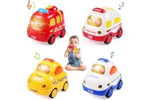 WolinTek 4 Pezzi Macchina Giocattolo Bambino con luci, Set di Veicoli da 1 2 3 Anni per Ragazzo, Wheels Macchinine Auto da corsa, Mini Autos, Veicoli Regalo per Bambini