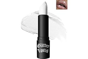 LYSDEFEU Glitter Lipstick, Waterproof Long Lasting Lip Gloss, Diamond Metallic Sparkling Matte Lipstick, Matte Glitter Lipstick Lip Gloss for Women Lips Make-up, Gift for Women's Day 01 White