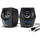 FRONTECH 2.0 Multimedia Speakers: 10W USB-Powered PC/Laptop/Mobile Speakers with 3.5mm AUX & Blue LED Lighting. (SPK-0011)