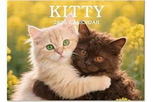KOOLSTUFFS Calendar 2026 UK, 12 Month Cat Wall Calendar 2026, A3 when open, Month-to-View with Stickers, Animal Desk Planner for Women & men, Family Home Office Supplies, Giftable