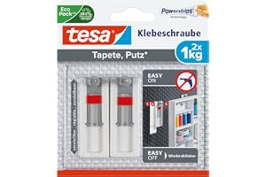 tesa® justerbar självhäftande skruv för tapet och puts 1 kg, 2 stycken