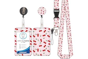 RAINWAY Porta Badge de Collo con Cordino, Portabadge in Plastica con Stampa, ID Badge Lanyard Card Holder, Cavo Staccabile con Clip Retrattile, Protezione Carte per Studenti e Infermiere (Stile 12)