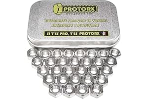 Ecrou Hexagonal Inox M6 : (Diam.int = 6mm x Diam.ext = 10mm) Boite 30pcs Hu Acier Inoxydable Metal A2 - DIN934 | Bricolage Réparation Visserie | Anti-Corrosion Usage Exterieur-Interieur | PROTORX