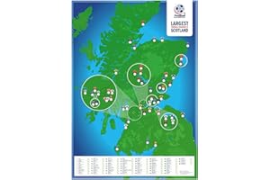 FOOTBALL GROUND MAP Largest Football Stadiums in Scotland poster - A1(folded to A4)