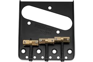 MUSICLILY Wilkinson WTB Vintage Telecaster Bridge 3 Compensated Brass Saddles for Tele Style Electric Guitar, Black