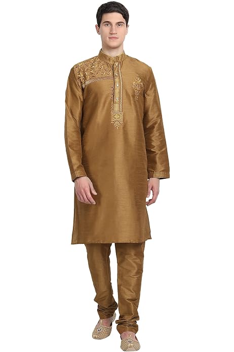 Janasya Indische Damen Chanderi Seide Bestickt Festliche Kleidung Kurta
