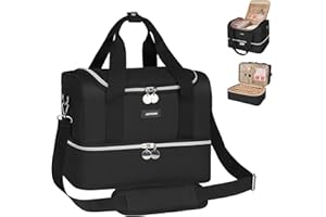 JAMIUKRO Rangement Vernis a Ongle, Étui de Transport Organisateur de Vernis à Ongles pour 40 Flacons, Sac de Rangement pour Fournitures d'ongles à Double Couche, Noir