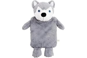 UMOI Bolsa de agua caliente para niños de 1 litro con tapa blanda, hecha de goma natural, almohadilla térmica, diferentes modelos (Husky