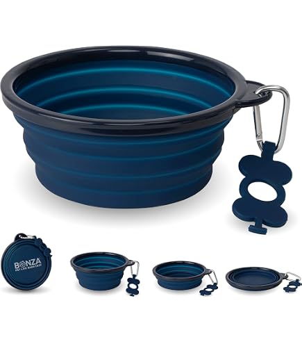 Harpers Tale Faltbarer Reisenapf Für Hunde – 1000 Ml Blau, Aus Lebensmittelechtem Silikon, Mit Karabiner