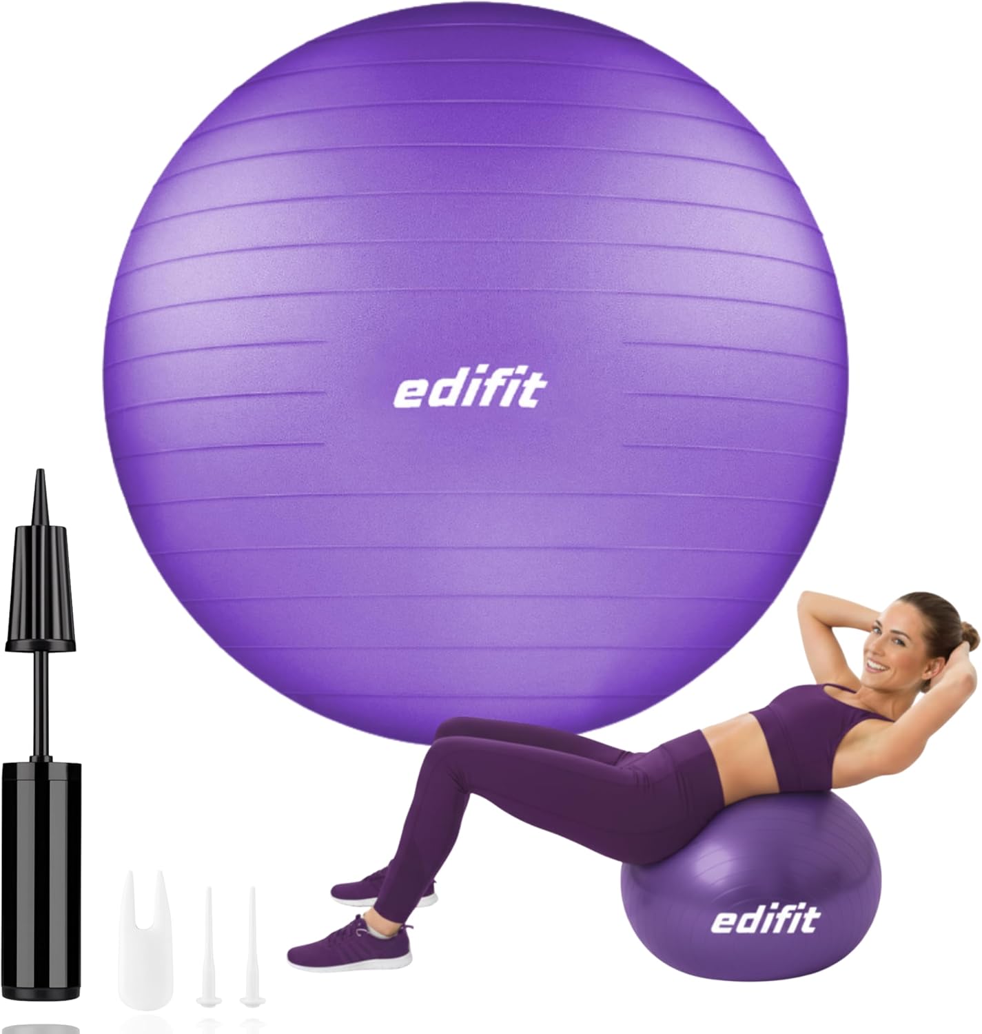 Pelota de Pilates, 55, 65 y 75 cm, Ejercicio en Casa, Incluye Hinchador, Fitball, Embarazadas, Accesorios Yoga, Varios Tamaños