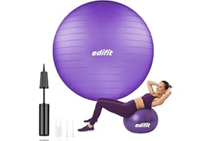 Pelota de Pilates, 55, 65 y 75 cm, Ejercicio en Casa, Incluye Hinchador, Fitball, Embarazadas, Accesorios Yoga, Varios Tamaños