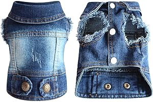 SUNDAYLIKELIFE Haustier Hund Denim Jacke Weste Hundekleidung Jeansjacke für Kleine Mittlere Hunde Katzen Haustier Mode Loch Jacke Pullover Nette Hundeweste Haustier Sommer T-Shirt Pullover (L, E)