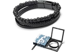 LAUMOE Bracelet Homme, Bracelet Homme Cuir Bijoux Homme Idee Cadeau Homme Cadeau Homme Personnalisé Cadeau pour Hommes/Papa