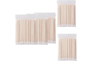 JPESYGFDK 500 Stück Wattestäbchen, Spitzte Baumwolltupfer, Kleiner Baumwolltupfer Holzgriff, Baumwollknospen Spender, Hölzerner Stick Micro Pinsel Reinigungsstäbe Für Augenbrauen Make-up Tattoo Nägel Reinigung