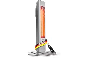 VASNER HeatTower Heat Heater - Infrared Standing Heater 2500 Watt - Patio Heater Electric 4 Heat Settings - Electric Heater Outdoor - Patio Heater Infrared with Remote Control