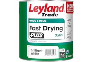 Leyland Trade – Wood & Metal - Fast Drying Plus - Satin - Brilliant White - Enhanced Durability – Excellent Flow & Professional Finish - 2.5L