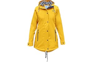 MADSea Damen Regenmantel Friesennerz 620 | halblanger wasserdichter Regenparka | winddicht mit maritimen, weiß/blauen Innenfutter