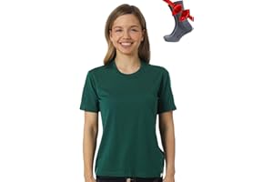Merino.tech 100% Merino T Shirt Damen - Merinowolle Sport Wandern Thermoshirt Damen + Wandersocken