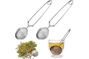 VCSJW Teesieb für Losen Tee,2 Stück Teezange,Teeei für Losen Tee,Edelstahl Tee Ei Sieb,Teesieb für Tasse,Tea Infuser,Runden Teekugel - Silber,Ø 4.5 cm