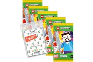 Bundle mit Lego Minecraft Serie 1 Trading Cards - 5 Booster + Exklusive Collect-it Hüllen