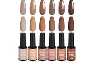 Gelike ec Smalto Semipermanente per Unghie Marrone Nude, 6 Colori 10ml Set di Smalti per Unghie Gel Kit da UV LED Nail Art Soak off Gel Polish