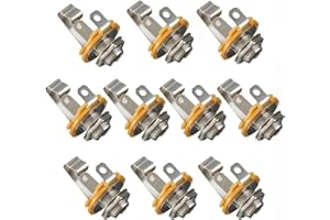 MEISO 10 Pièces Prise d'Entrée Guitare Femelle 6,35mm, Connecteur Jack Mono 1/4" pour Pédales de Guitare, Basse Avec Connecteur 6,35mm