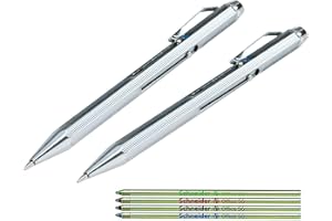 Wedo 4-kolorowe długopisy kulkowe z mechanizmem przesuwnym + zapasowe końcówki