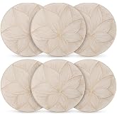 Deconox 6'lı Plastik Amerikan Servis Seti, Yuvarlak 38 cm Gold Yaprak Desenli Supla, Yıkanabilir Silinebilir Tabak Altlığı, Y