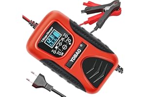 YDBAO Caricabatterie per Auto Moto 7A 12V Protezione Multipla Mantenitore Batteria con Display LCD Intelligente per Auto Moto