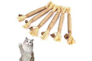 YHT 6Pcs Natural Matatabi Silvervine Chew Sticks for Indoor Cat Teeth Cleaning, Stress Release Toy for Dental Care and Kitten Teething