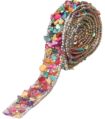 PH PandaHall 20mm Crystal Rhinestone Trim Hotfix Ribbon Colorful Artificial Gemstone Applique Necklace Embellishment for Wedding Wedding Dress Shoes Phone Decor Costume Accessories Jewelry DIY 1m