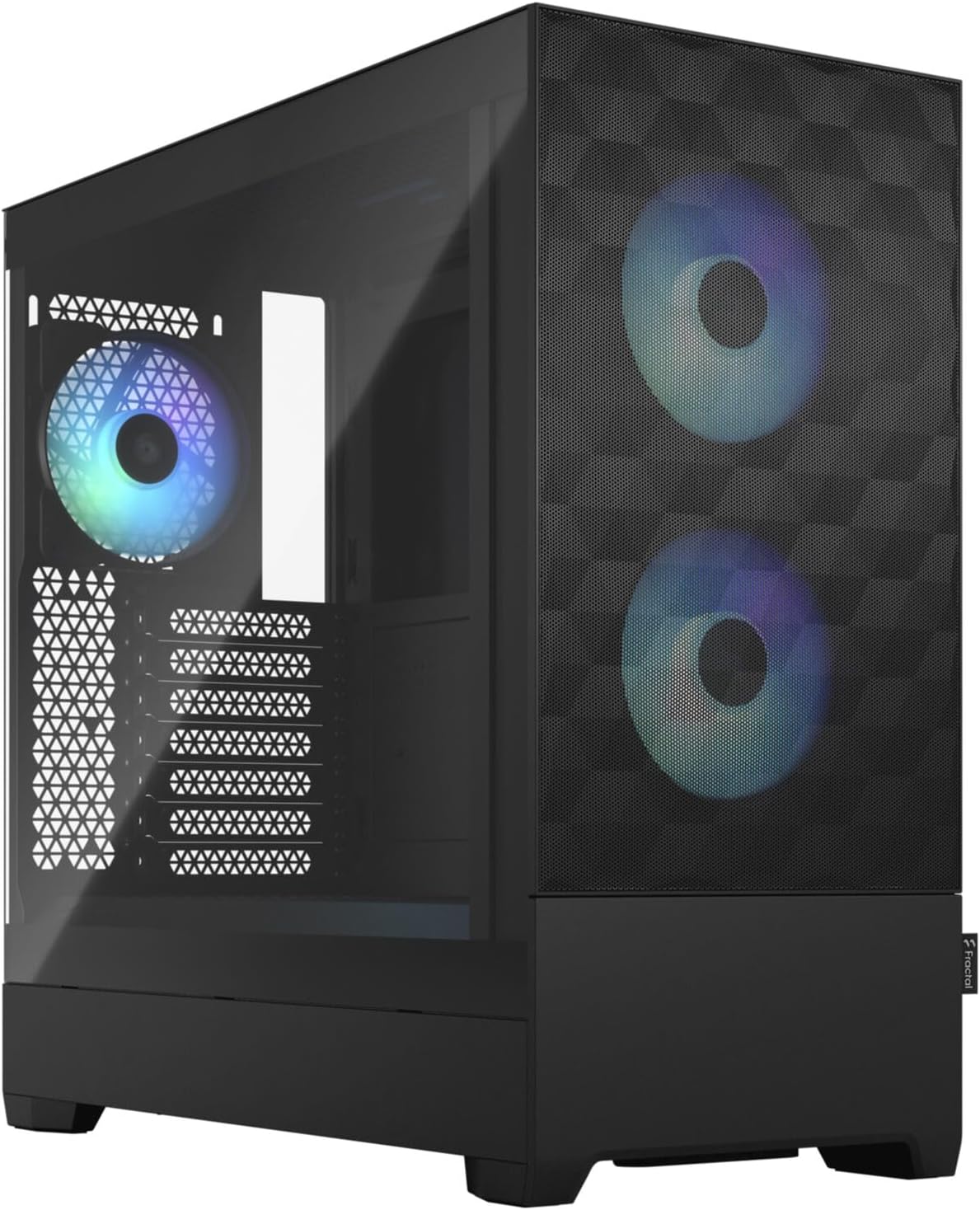 Fractal Design Pop Air RGB Black - Tempered Glass Clear Tint - Honeycomb Mesh Front – TG side panel - Three 120 mm Aspect 12 RGB fans included – ATX High Airflow Mid Tower PC Gaming Case