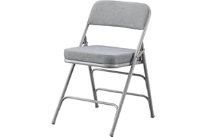 KAIHAOWIN Padded Folding Chairs Upholstered Single Foldable Chair with Ultra Thick Padded Seat Comfortable Metal Chairs Indoor with Comfortable Fabric Cushion for Indoor-Grey