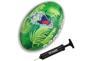 Ram Rugby – Club Quality Rugby Balls in Fun Animal Designs – Dinosaur, Shark, Tiger – Size 5, 4, 3 and Mini - 3 ply, 3-D Grip for great Passing & Catching Control – For Adults, Kids & Children