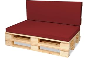 ‎SUPERKISSEN24. SuperKissen24. Palettenkissen Palettenauflagen Sitzkissen - 120x80 cm und Rückenlehne 120x40 cm - Outdoor und Indoor - Bordeaux