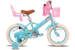JOYSTAR Little Daisy 12/14/16 Pulgadas Bicicleta Infantil para niñas de 2 a 7 años,Bicicleta para niñas con Ruedas de Entrenamiento y Asiento y Cesta para muñecas