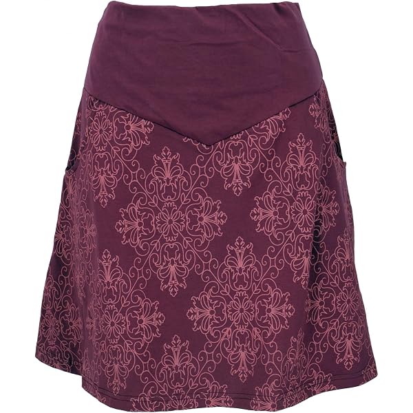 Jupe Courte Portefeuille Brodée - Style Goa - Coton 100% - Taille Ajustable - Rouge