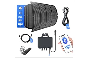 RC kit solaire de balcon 800 W avec sangles, panneaux solaires flexibles 200 W – Kit photovoltaïque autonome 220 V avec onduleur WIFI, système plug-and-play avec prise complète