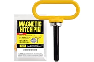 MISSION AUTOMOTIVE Yellow Magnetic Hitch Pin - Lawn Mower Trailer Hitch Pins - Ultra Strong Neodymium Magnet Trailer Gate Pin for Simple One Handed Hook On & Off