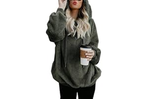 HORMTAER Womens Hoodie Fleece Casual Loose Long Sleeve Coat Winter Oversize Warm Fluffy Zip Tops Sweatshirt Pullover with Pockets