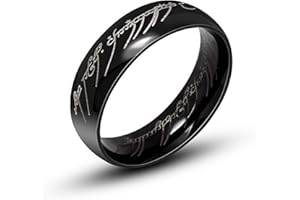 AURSTORE Anillo de tungsteno de 6 mm Diseño del Señor de los Anillos Elección del tamaño 56-68 con cadena de acero de 54 cm