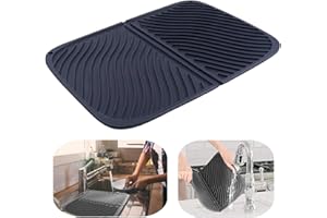 Silicone Dish Drying Mat - Large Draining Board Mat for Kitchen, Heat Resistant, Quick Drying - 17*12'' Washing Up Drainer Mat by IYYI(Black, 17*12'')